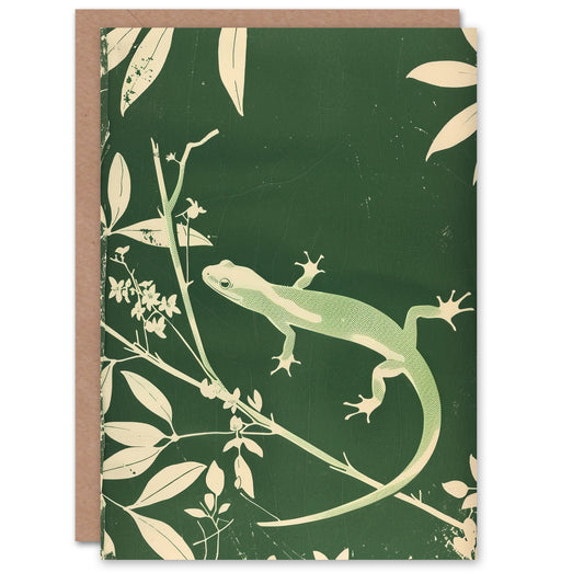 Green Eastern Newt Nature Animal Lover Greeting Card