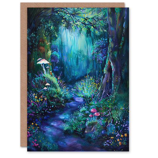 Enchanted Forest Bioluminescent Fantasy Magical Greeting Card