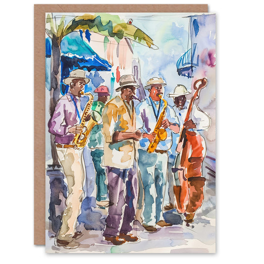 New Orleans Jazz Music Festival Street Musicians Greeting Card