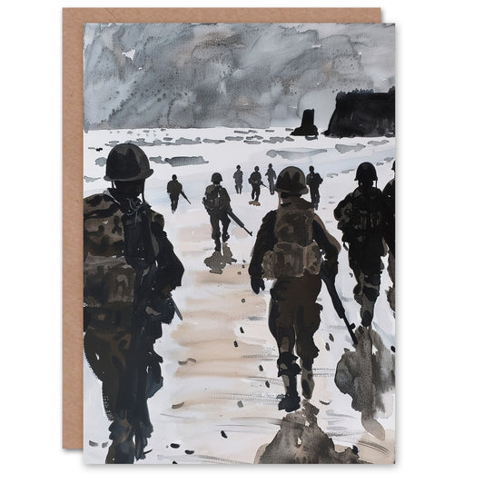 D Day Landing Normandy Beach WWII War Soldiers Greeting Card