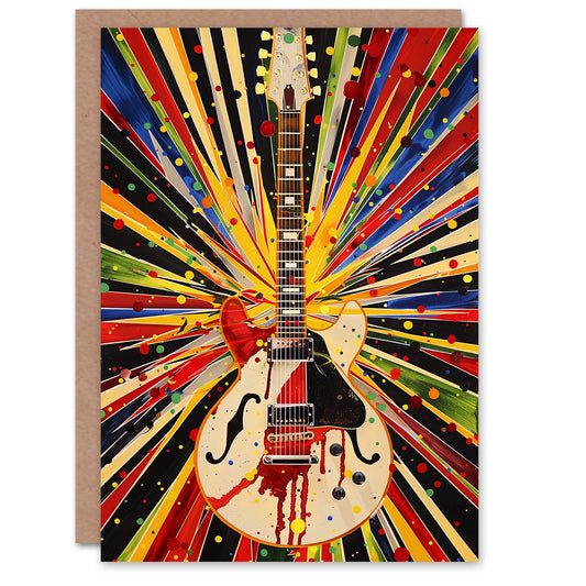 Colourful Electric Guitar Funk Conceptual Art Greeting Card