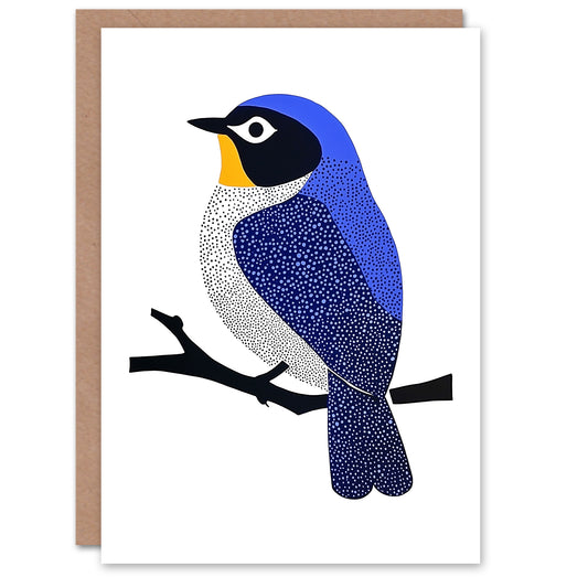 Bluebird Bird on Tree Branch Fun Xmas Christmas Card