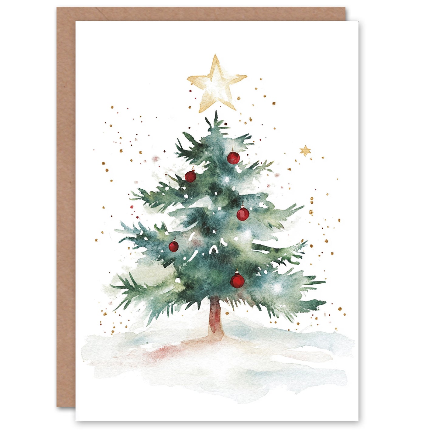 Decorated Tree Large Star Festive Fun Christmas Card