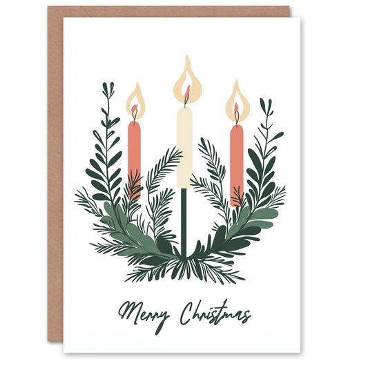 Advent Wreath Candles Simple Modern Merry Christmas Card