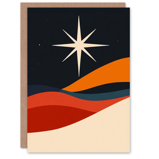 Star of Bethlehem Night Landscape Modern Christmas Card