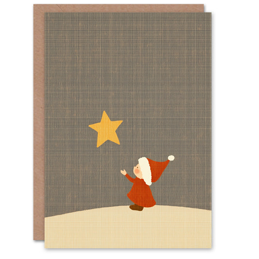 Santa Workshop Elf Wishing On A Star Child Kids Christmas Card