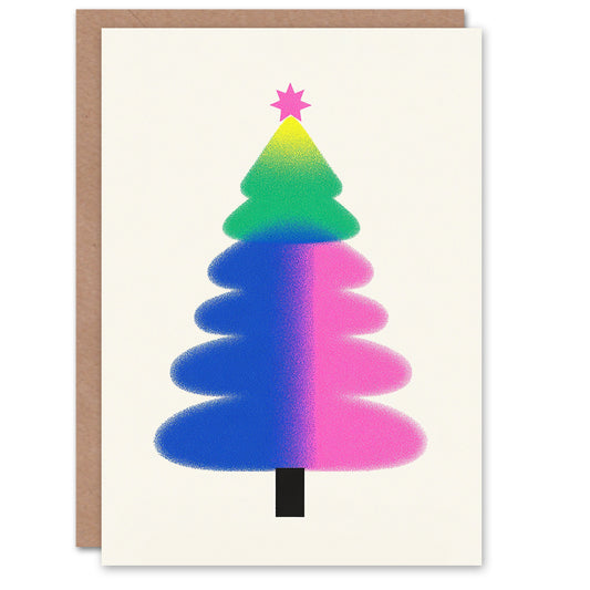 Vibrant Gradient Colour Tree Modern Fun Xmas Christmas Card