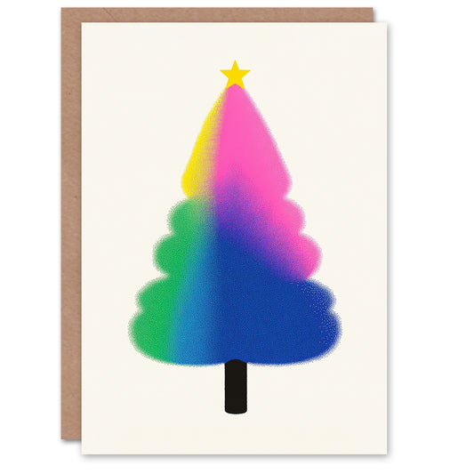 Tree Colourful Gradient Colour Modern Xmas Art Christmas Card