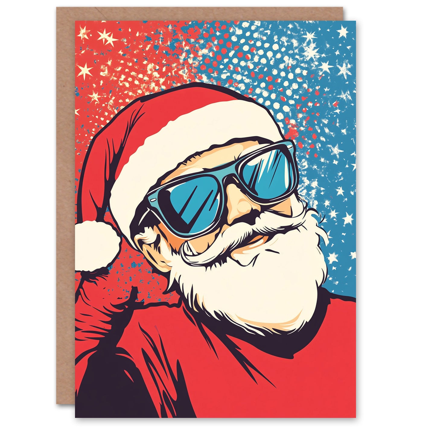 Cool Santa Claus Sunglasses Comic Book Style Christmas Card