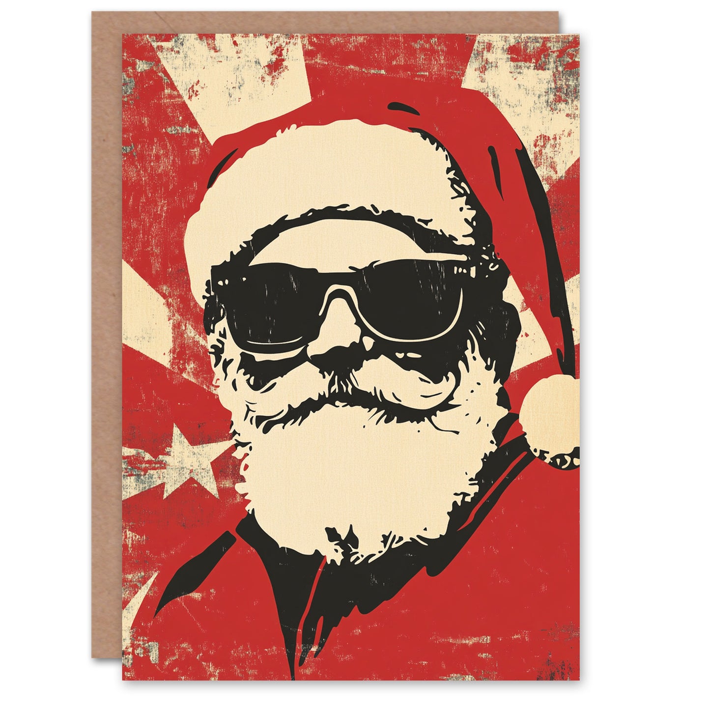 Pop Art Santa Claus With Sunglasses Christmas Card