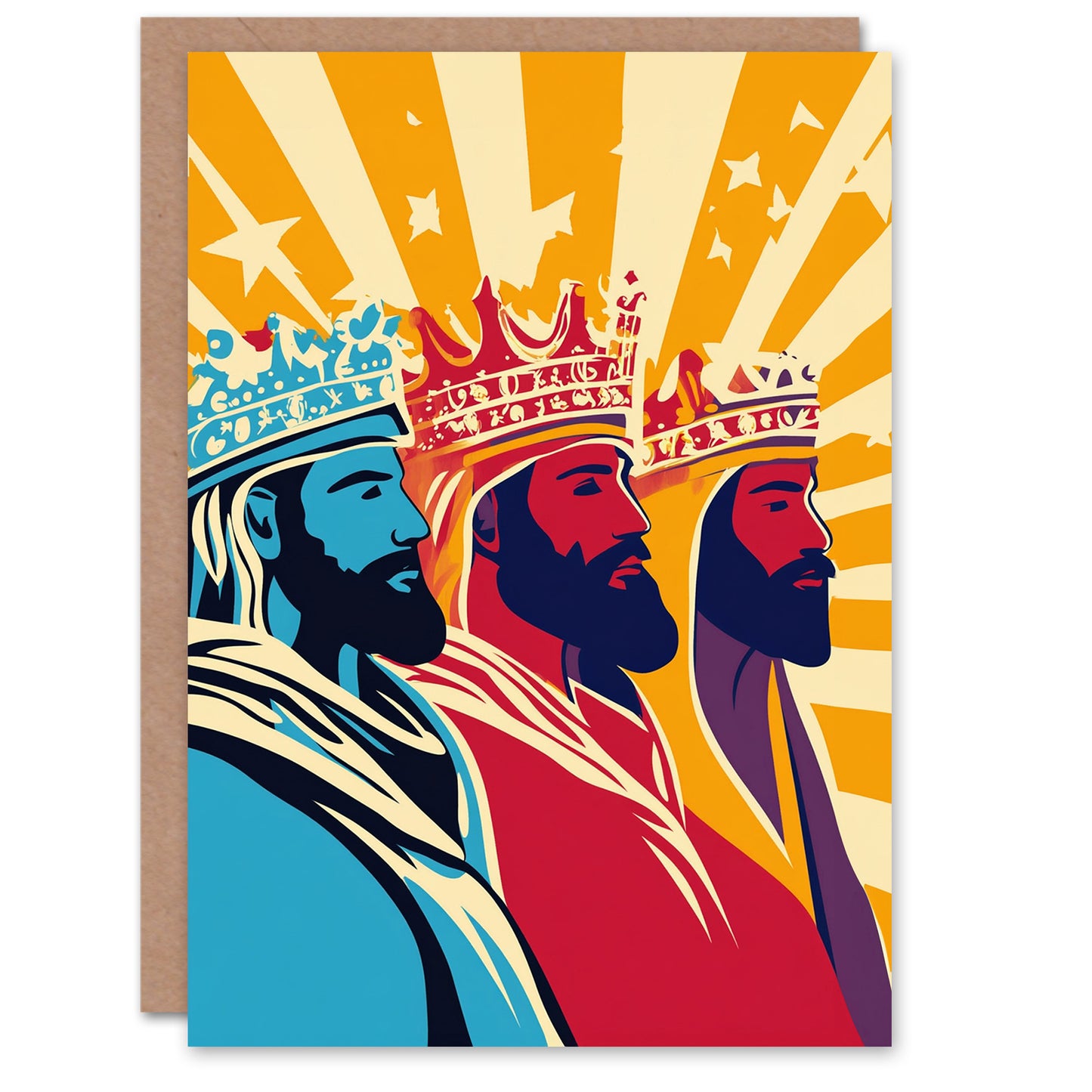 Three Wise Men Kings Magi Pop Art Festive Xmas Christmas Card