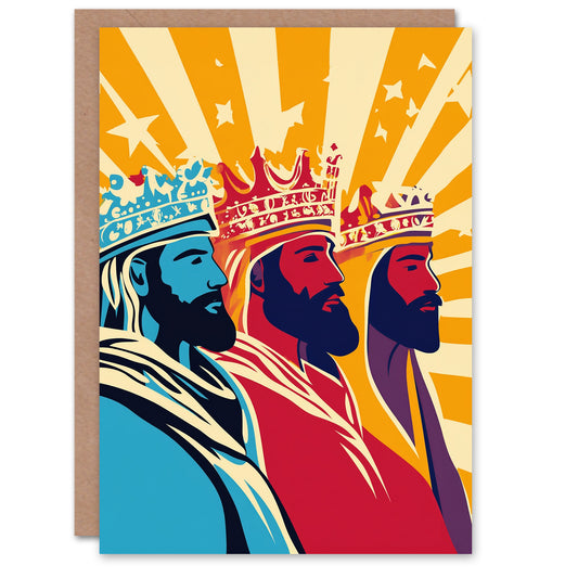 Three Wise Men Kings Magi Pop Art Festive Xmas Christmas Card