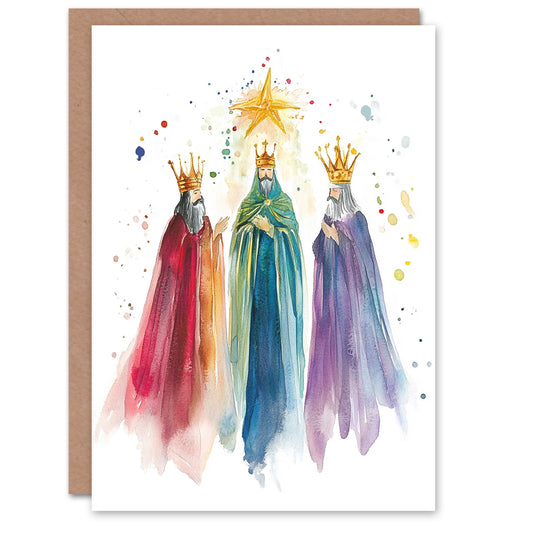Three Wise Men Kings Bethlehem Star Festive Xmas Christmas Card