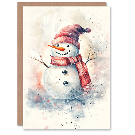 Snowman Woolly Hat Scarf Fun Festive Xmas Christmas Card