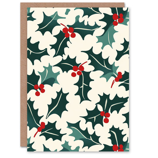Holly Plant Leaf Berry Festive Xmas Christmas Card