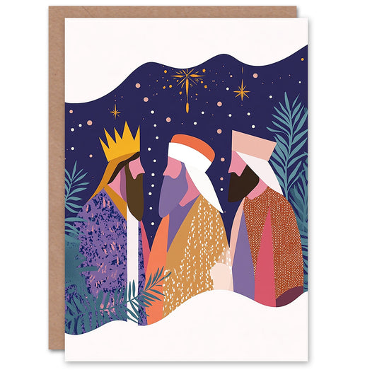 Three Wise Men Kings Star Bethlehem Festive Christmas Card