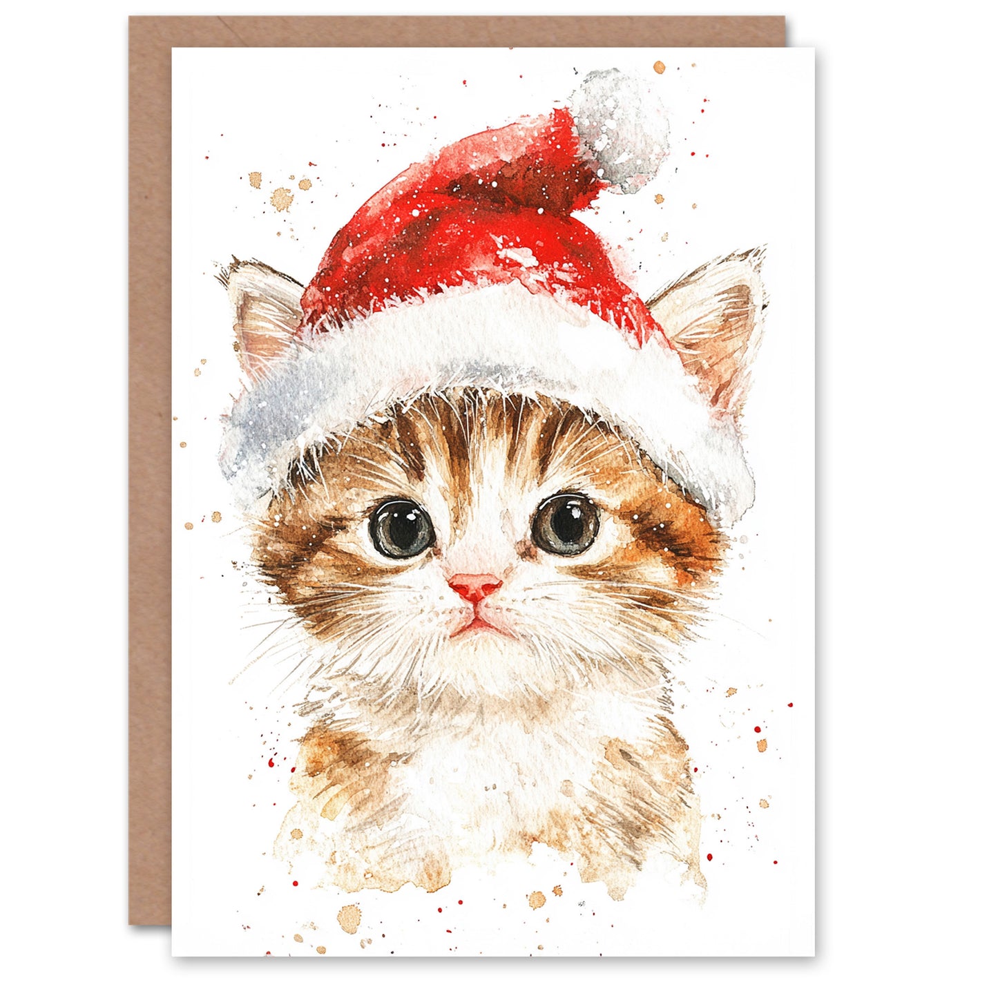 Santa Hat Tabby Ginger Kitten Cat Lover Festive Xmas Christmas Card