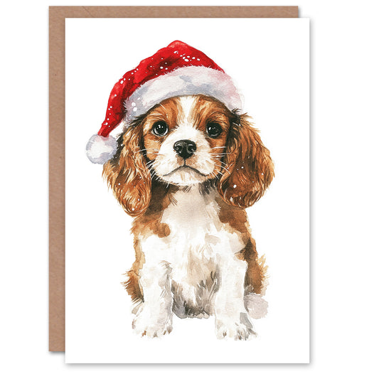 Cute Puppy with Santa Hat Dog Lover Christmas Card