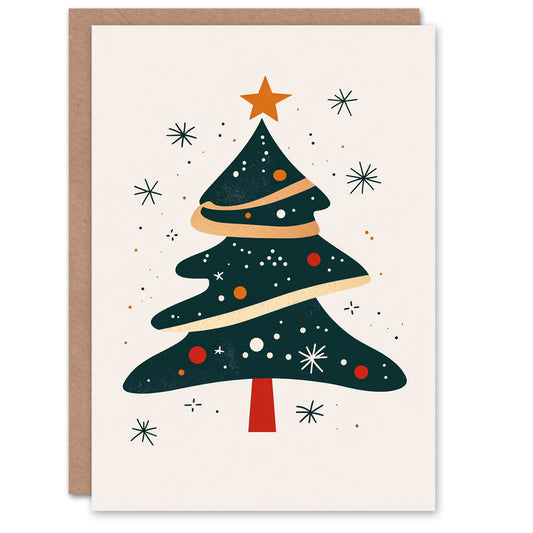 Abstract Decorated Tree Bright Fun Modern Festive Christmas Card