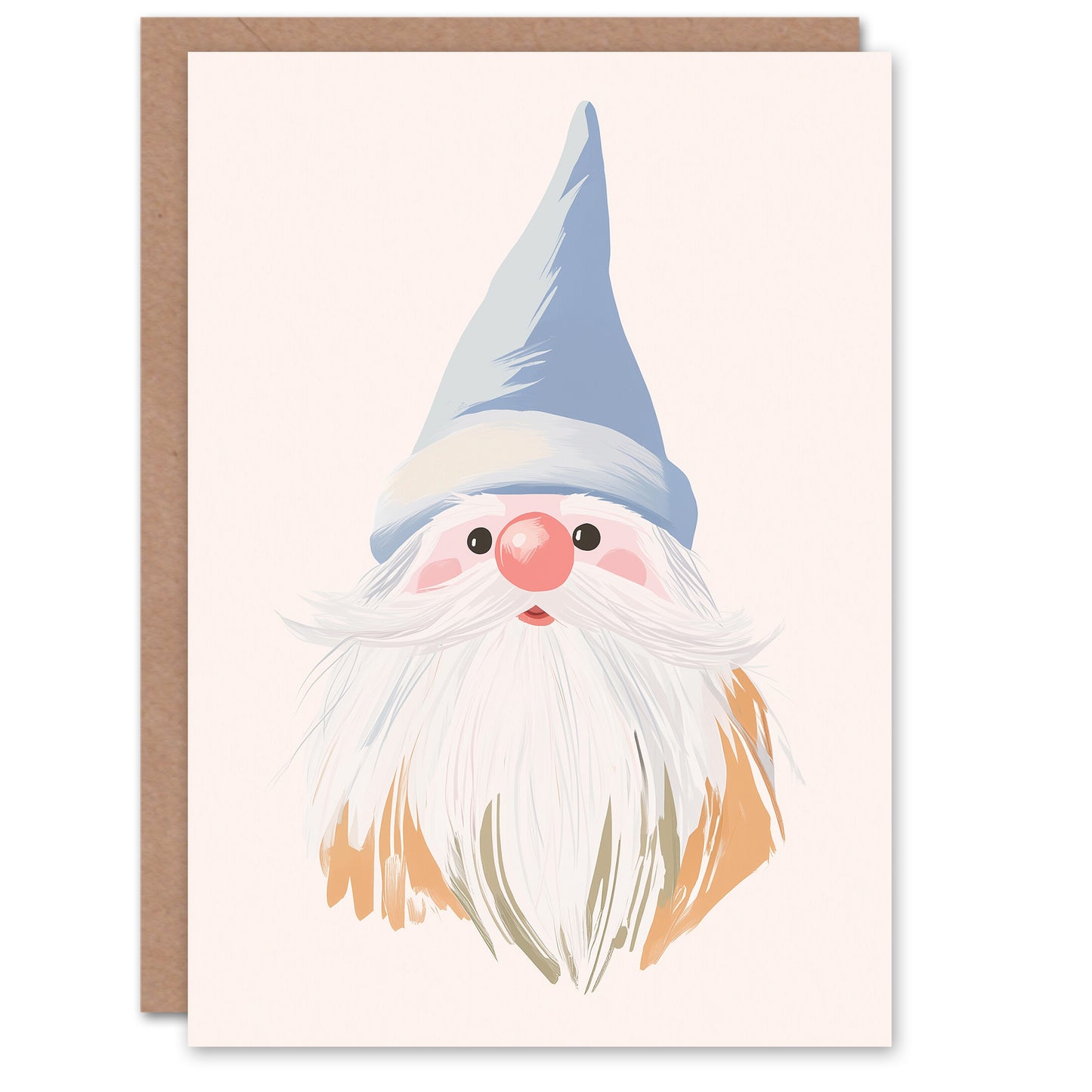 Surprised Gonk Garden Gnome Soft Pastel Xmas Christmas Card