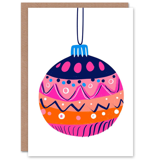 Vibrant Abstract Pattern Single Bauble Ornament Christmas Card