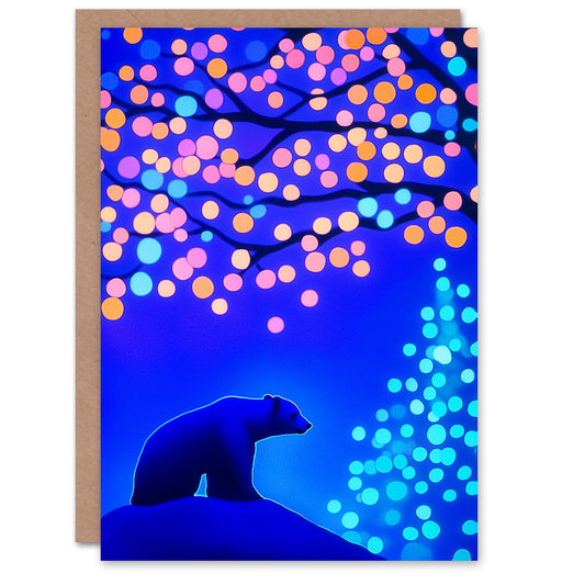 Winter Wonderland Tree Fairy Lights Polar Bear Christmas Card