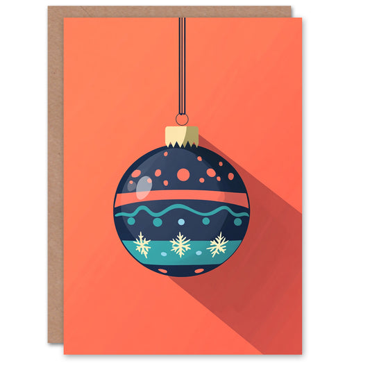 Snowflake Polka Dot Pattern Bauble Ornament Christmas Card