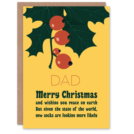 Wishing You Peace But Socks More Likely Funny Christmas Card