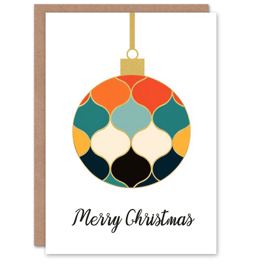 Single Bauble Ornament Colourful Moroccan Style Christmas Card
