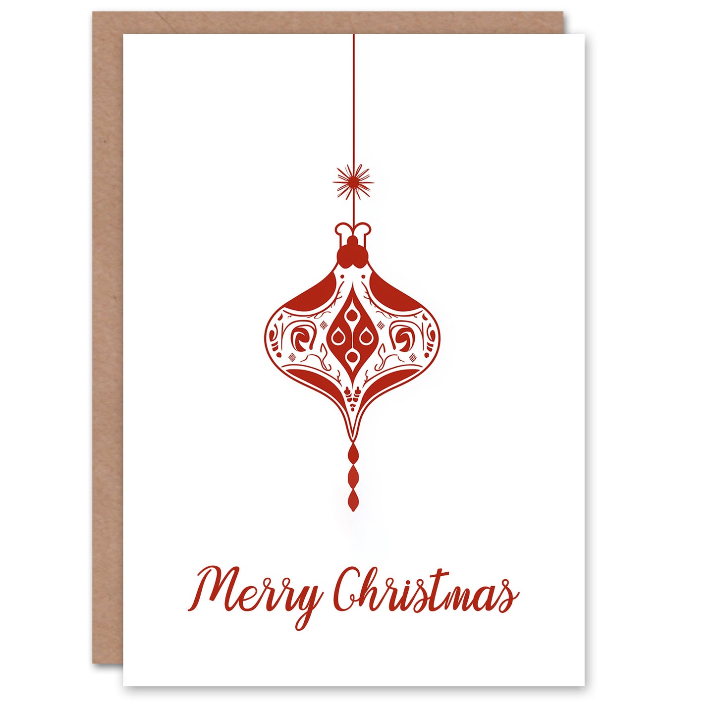 Single Red Finial Bauble Design Bold Modern Christmas Card