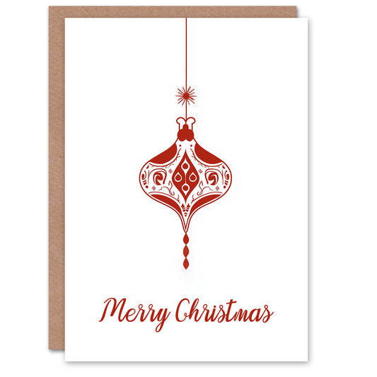 Single Red Finial Bauble Design Bold Modern Christmas Card