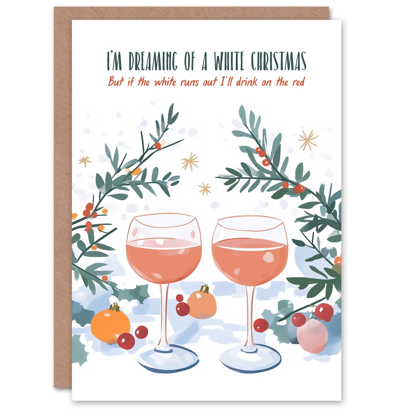Dreaming Of White Red Wine Lover Funny Christmas Card