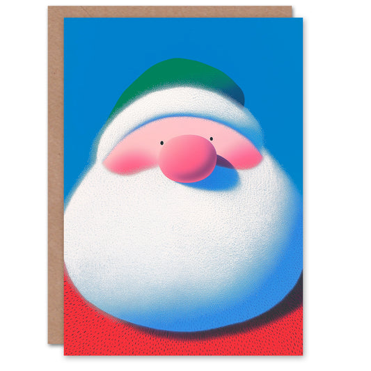 Cute Round Santa Claus Vibrant Modern Christmas Card
