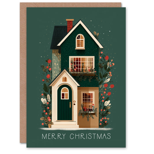 Christmas Card Festive House Cozy Colour Palette Deep Green