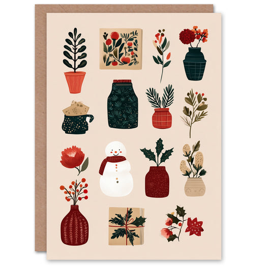 Christmas Card Midcentury Modern Cosy Festive Assemblage
