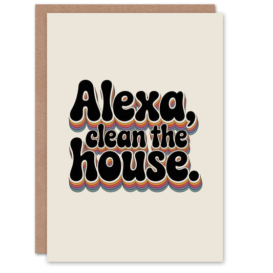 Assistant Clean The House Funky Retro Typography Greeting Card