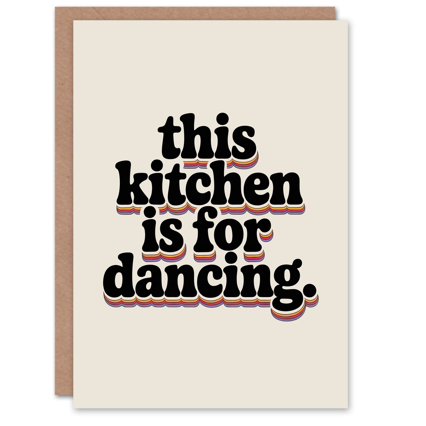 This Kitchen Is For Dancing Funky Retro Typography Greeting Card