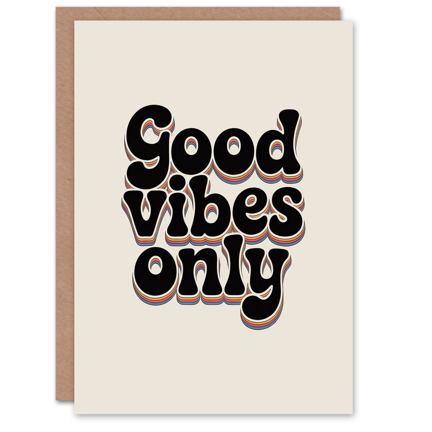 Good Vibes Only Bold Funky Retro Typography Inspirational Greeting Card