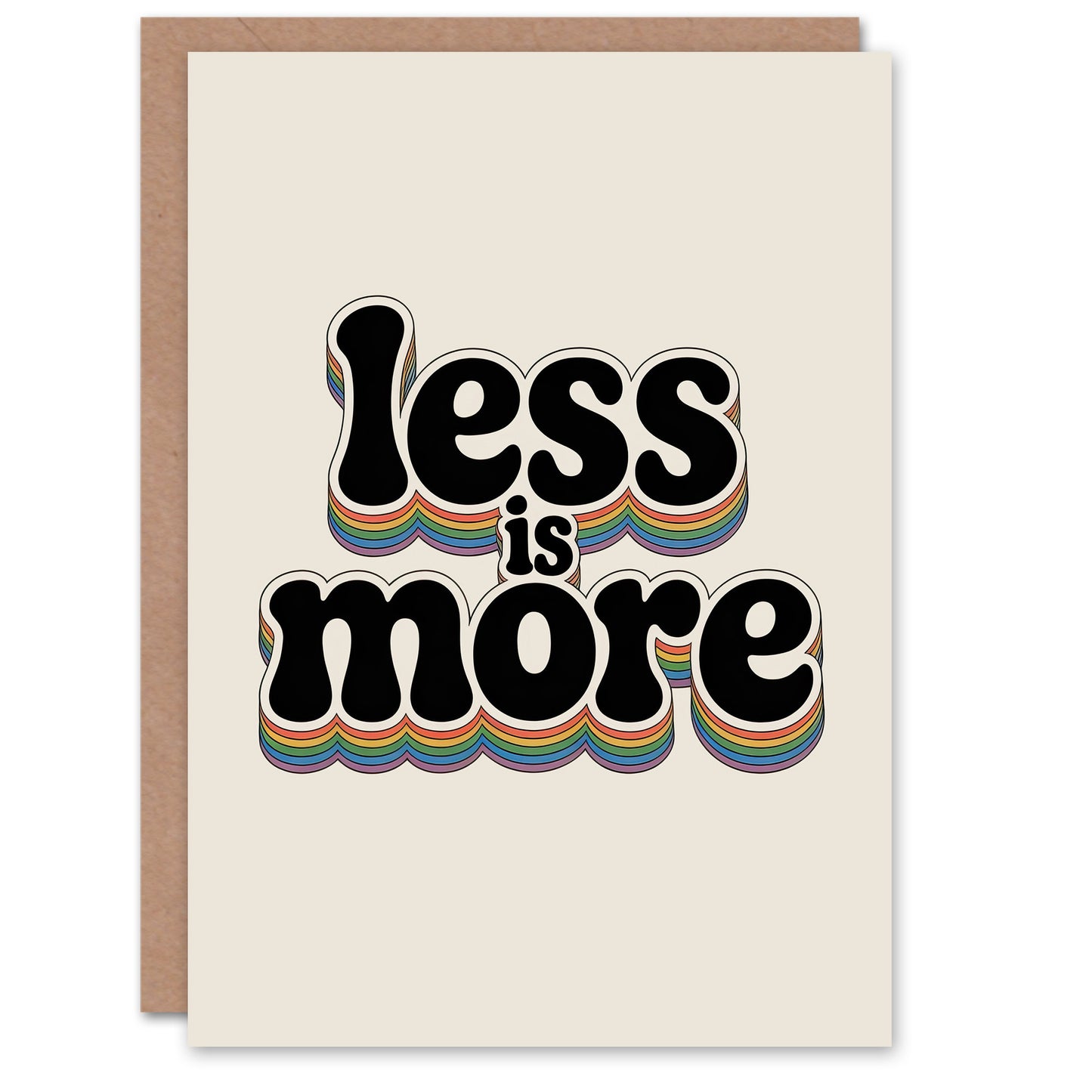 Less Is More Retro Rainbow Font Typography Greeting Card