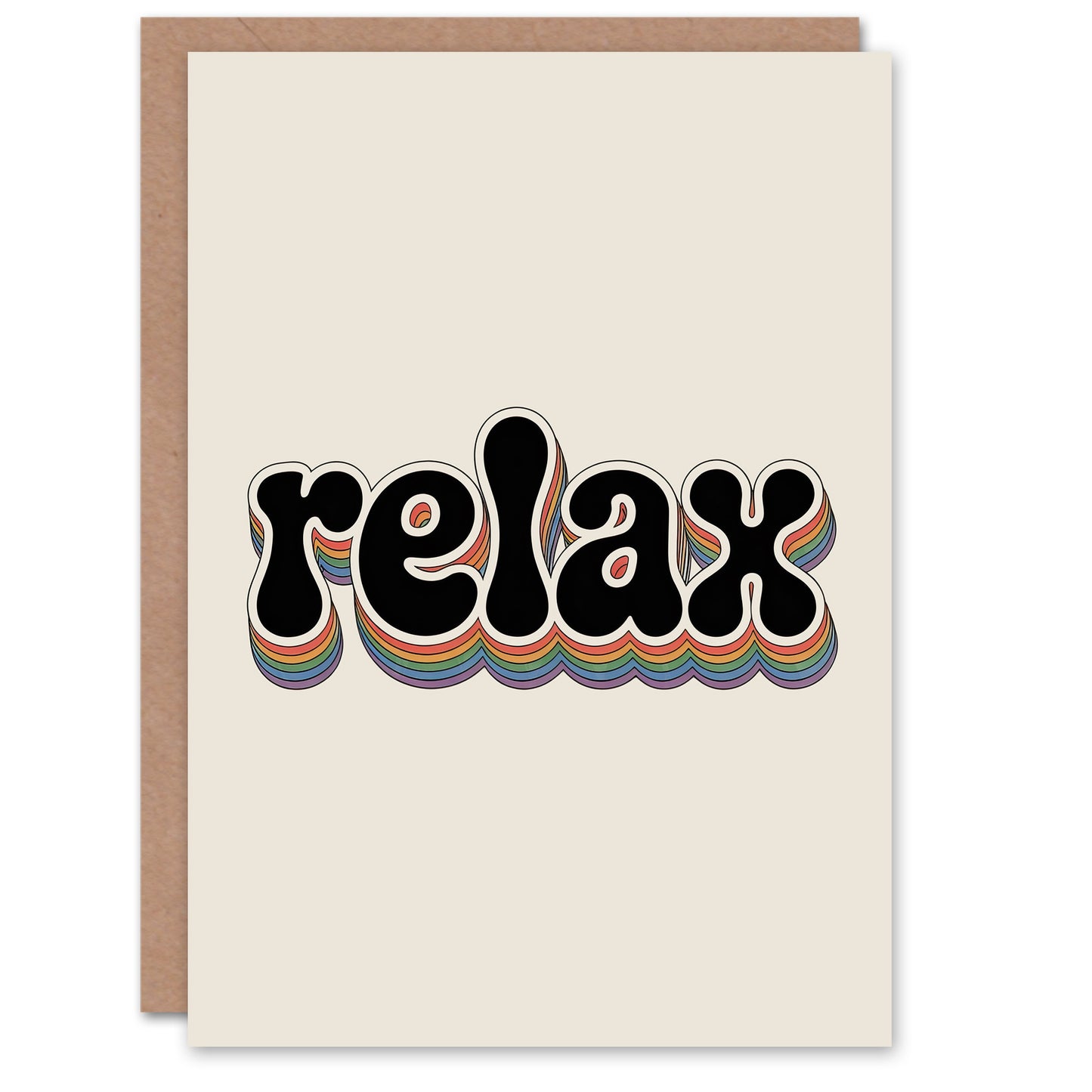 Relax Colourful Retro Rainbow Font Typography Greeting Card