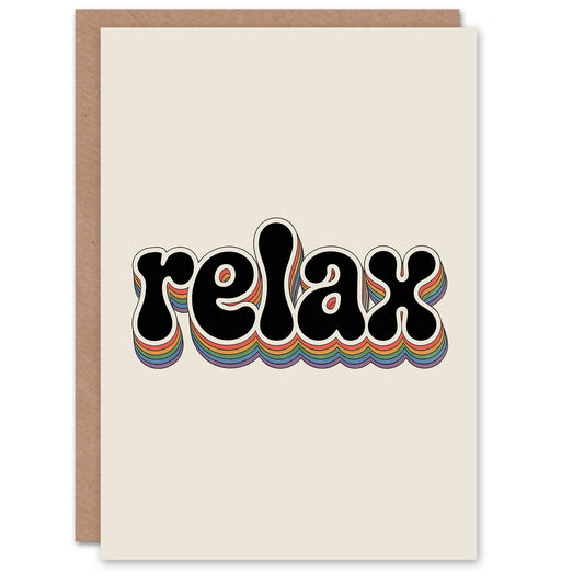 Relax Colourful Retro Rainbow Font Typography Greeting Card
