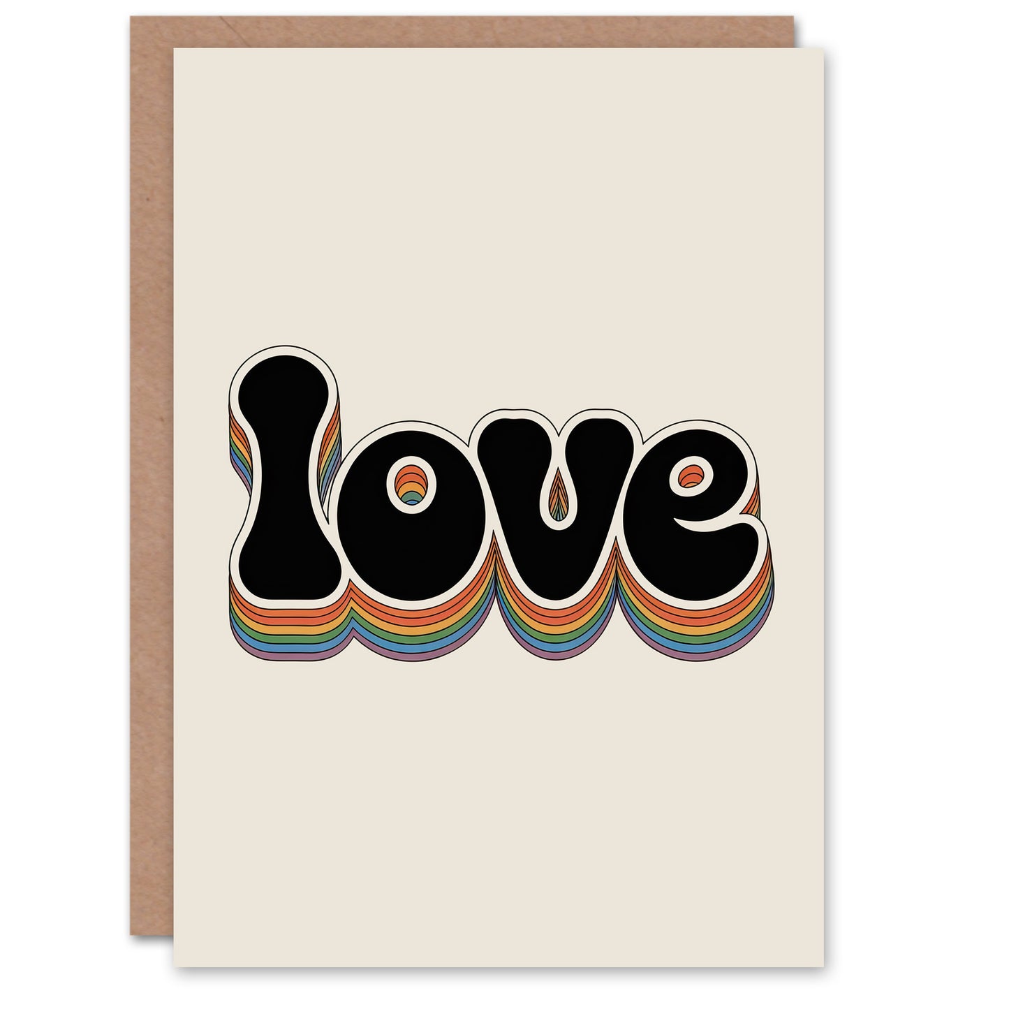 Love Funky Bold Rainbow Retro Font Typography Valentine's Day Greeting Card