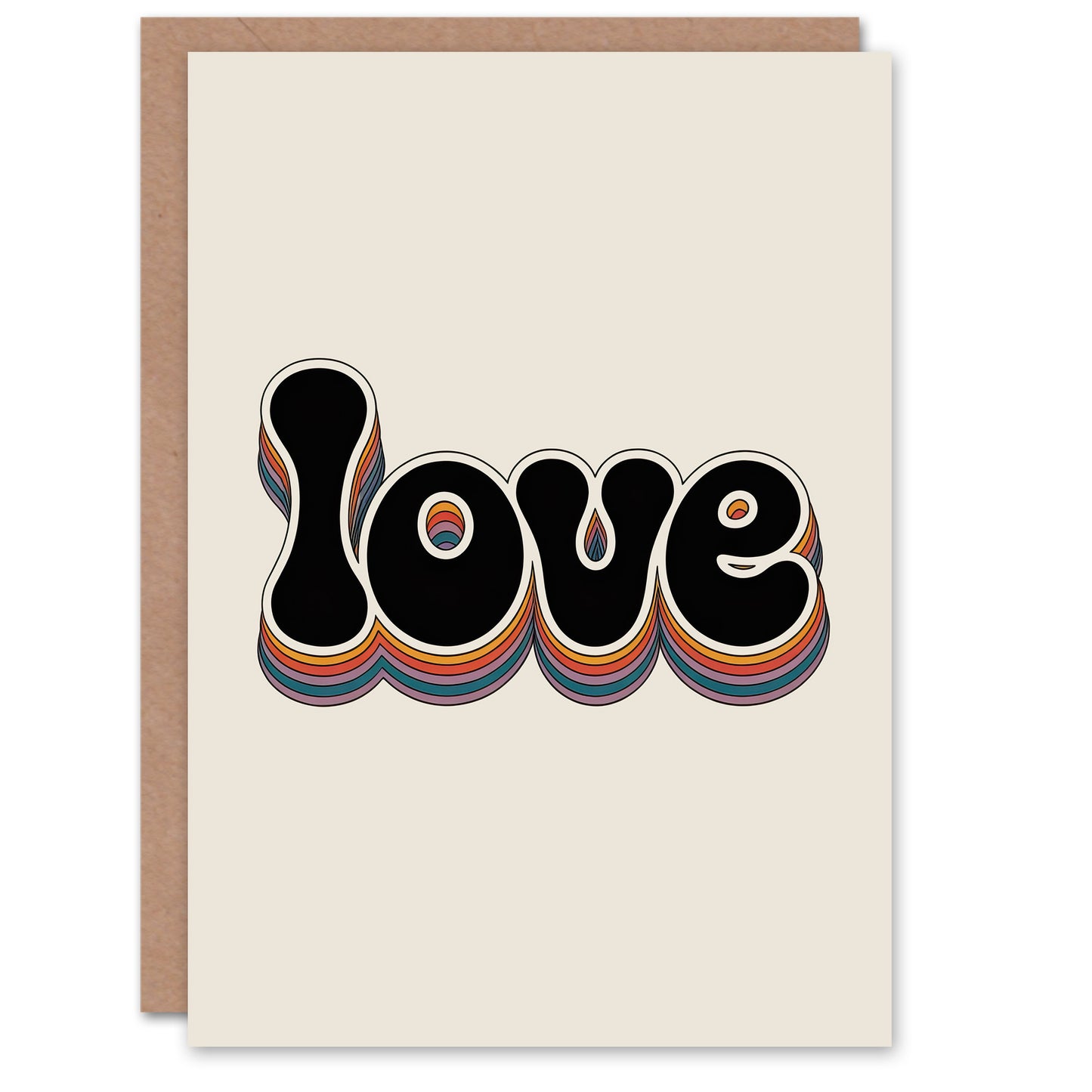 Love Funky Rainbow Retro Font Typography Word Valentine's Day Greeting Card