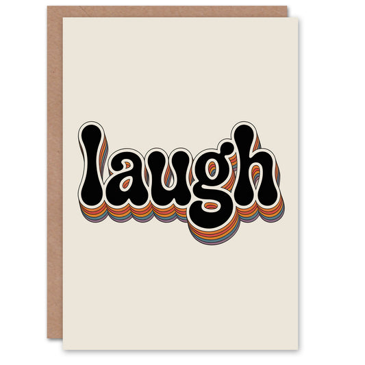 Laugh Vibrant Retro Rainbow Font Typography Greeting Card