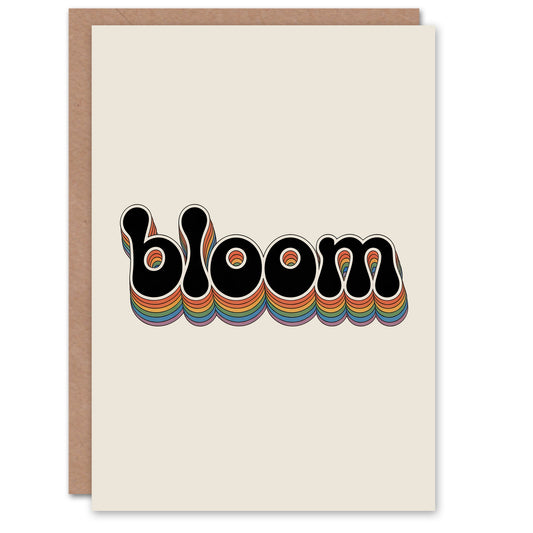 Bloom Colourful Retro Rainbow Font Typography Greeting Card