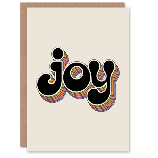 Joy Colourful Retro Rainbow Font Typography Friendship Greeting Card
