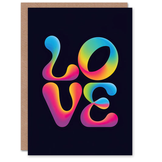 Love Funky Retro Colourful Neon Typography Valentine's Day Greeting Card