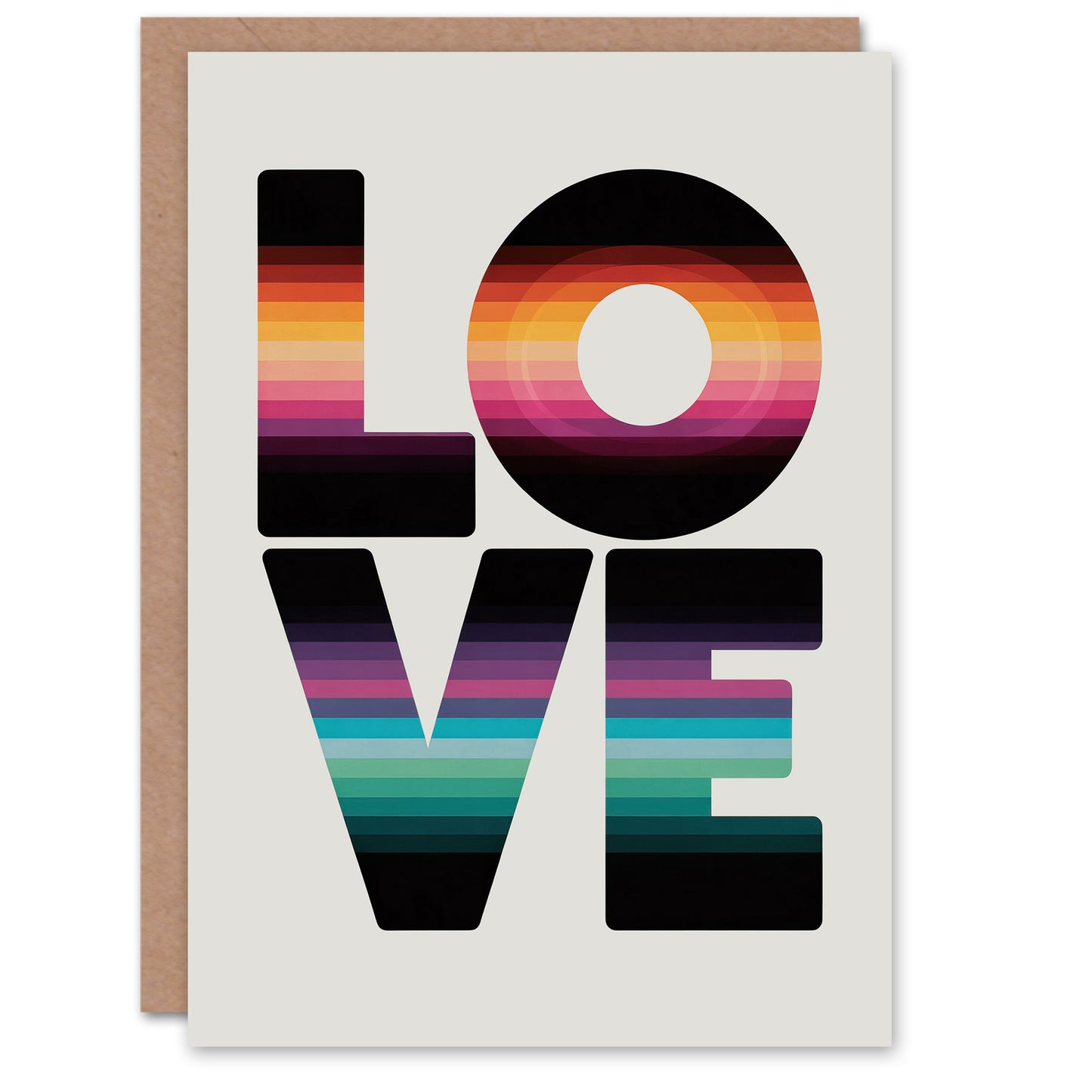 Love Retro Colour Gradient Stripe Typography Valentine's Day Greeting Card