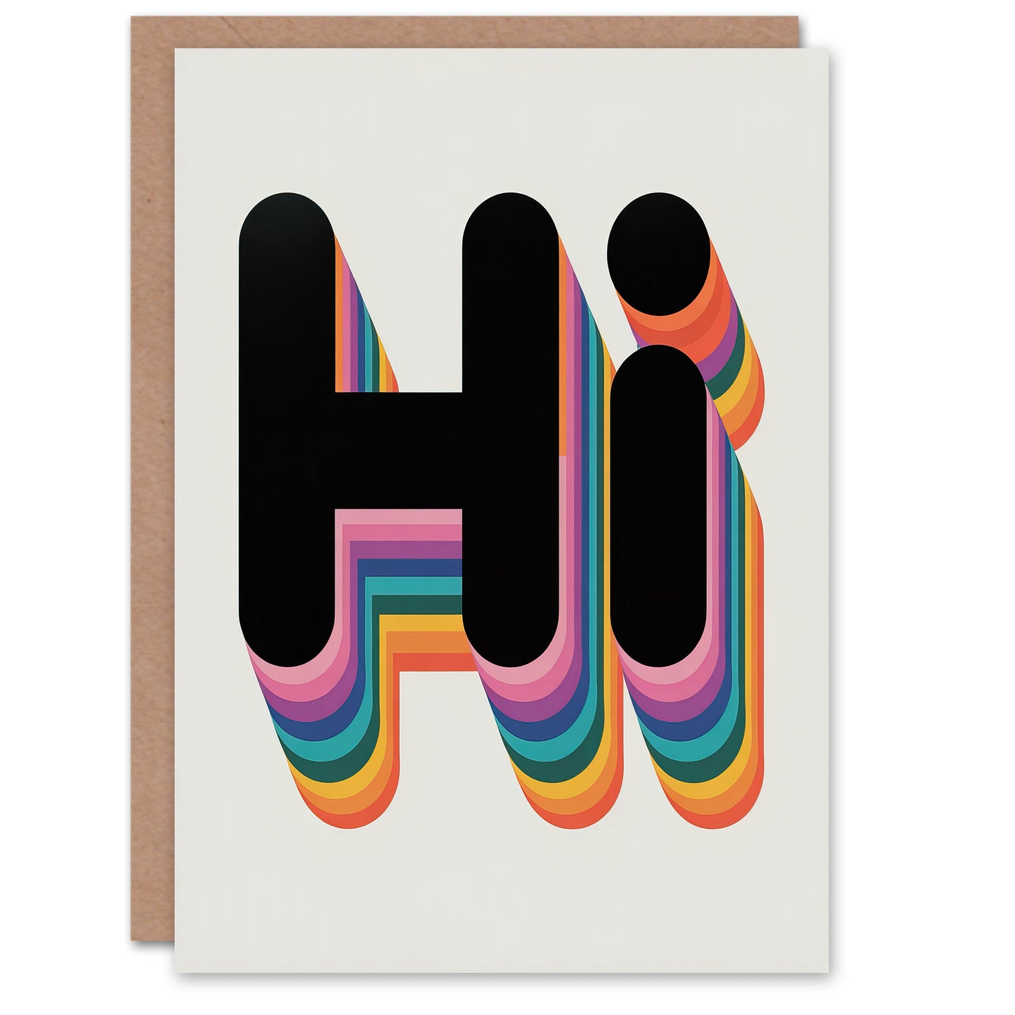 Hi Bold Retro Rainbow Font Colourful Typography Thinking Of You Greeting Card