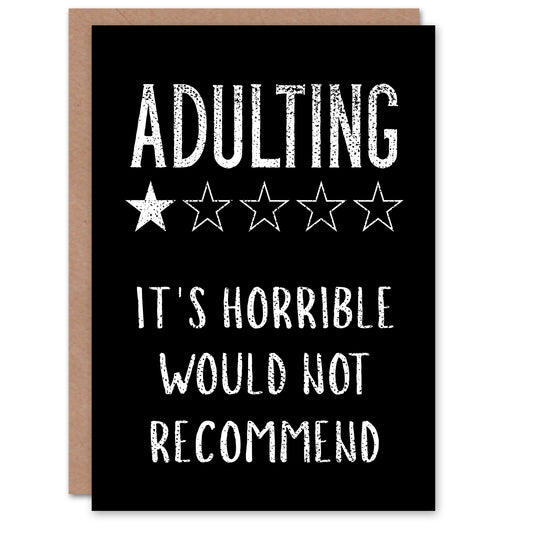 Adulting One Star Would Not Recommend Funny Birthday Greeting Card
